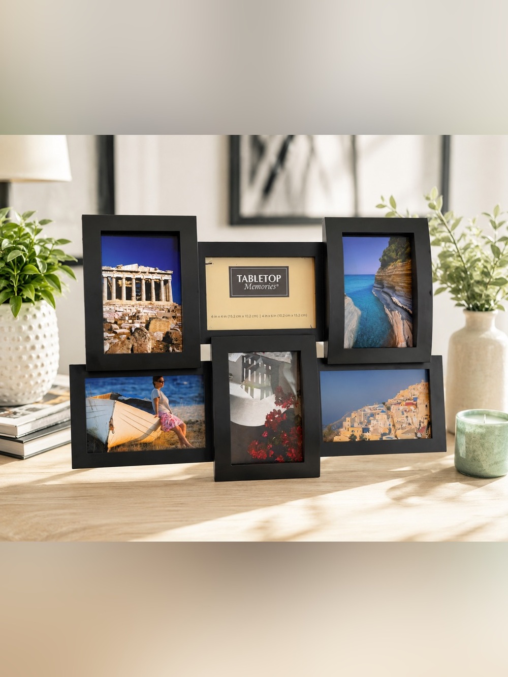 Tabletop Memories Black 6-Opening Photo Collage Frame 18" x 12.5" Home Decor